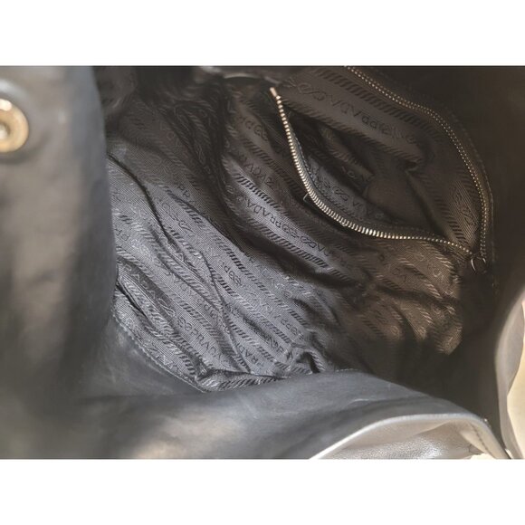 PRADA Milano Italy Black Tessuto-Vitelli Push-lock Easy Shoulder Bag Vintage - Picture 8 of 13